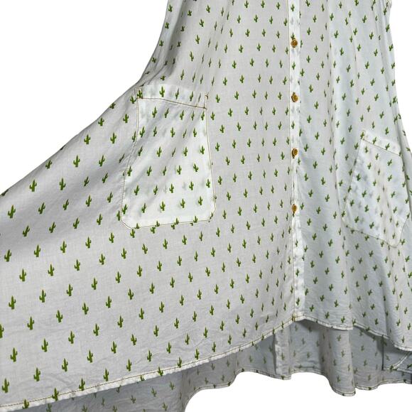 Ivy Jane Women's Size Small Made in USA Cactus Print Button Up Asymmetrical Top - Picture 3 of 9